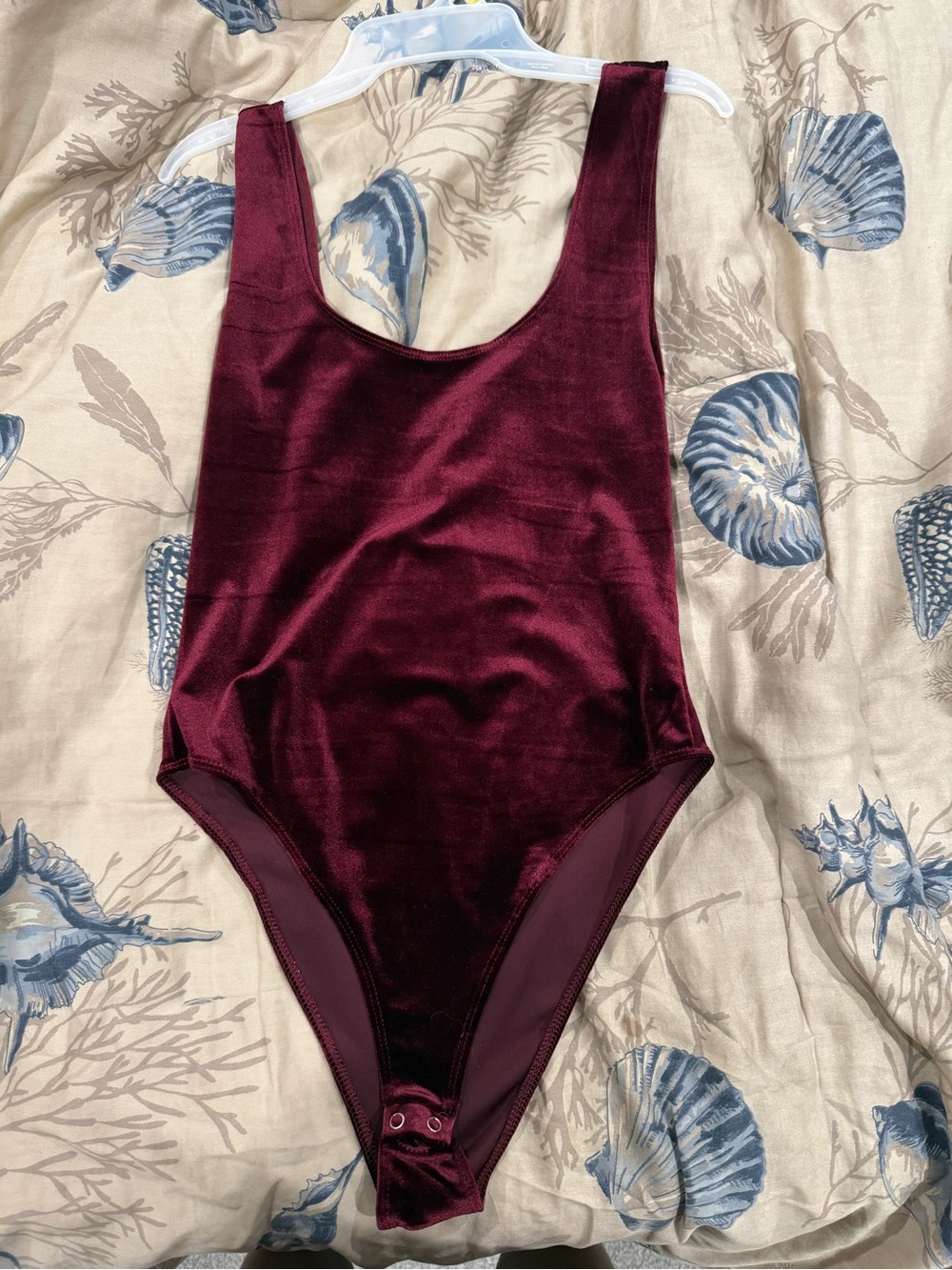 Forever 21 Velvet One-Piece Bodysuit - Burgundy